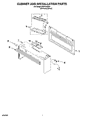 CABINET AND INSTALLATION PARTS Diagram and Parts List for MHE14XMD2  Roper Microwave