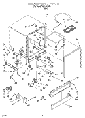 TUB ASSEMBLY Diagram and Parts List for RUD1000DB2  Roper Dishwasher