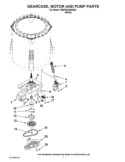 GEARCASE, MOTOR AND PUMP PARTS Diagram and Parts List for 7MWTW1606AW0  Whirlpool Washer