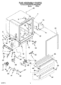 TUB ASSEMBLY Diagram and Parts List for DU951PWKQ0  Whirlpool Dishwasher