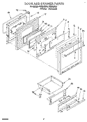 DOOR AND DRAWER Diagram and Parts List for FGS395BL0  Roper Range