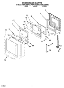 OVEN DOOR PARTS Diagram and Parts List for KEBC147KWH06  KitchenAid Wall Oven