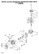 BRAKE, CLUTCH, GEARCASE, MOTOR AND PUMP PARTS Diagram and Parts List for YLTE5243DQ6  Whirlpool Washer Dryer Combo
