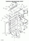 CONTROLS AND REAR PANEL PARTS Diagram and Parts List for IV45000  Inglis Washer