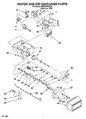 MOTOR AND ICE CONTAINER PARTS Diagram and Parts List for KSRD22FKST18  KitchenAid Refrigerator