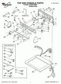 TOP AND CONSOLE PARTS Diagram and Parts List for 3XWGD5705SW3  Whirlpool Dryer