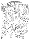 BULKHEAD PARTS Diagram and Parts List for GEQ9800PB0  Whirlpool Dryer