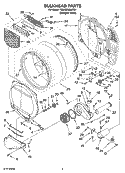 BULKHEAD PARTS Diagram and Parts List for 7MWGD9200TQ1  Whirlpool Dryer
