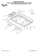COOKTOP, LITERATURE Diagram and Parts List for SF315PEKW0  Whirlpool Range