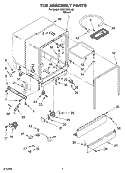 TUB ASSEMBLY PARTS Diagram and Parts List for DU811SWLU0  Whirlpool Dishwasher