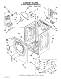 CABINET PARTS Diagram and Parts List for WED95HEXW2  Whirlpool Dryer