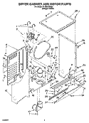 DRYER CABINET AND MOTOR PARTS Diagram and Parts List for YLTE5243DQ4  Whirlpool Washer Dryer Combo
