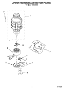 LOWER HOUSING AND MOTOR PARTS Diagram and Parts List for KCDC150K2  KitchenAid Food Waste Disposer