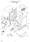 TUB ASSEMBLY Diagram and Parts List for DU801DWGX1  Whirlpool Dishwasher