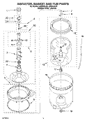 AGITATOR, BASKET AND TUB Diagram and Parts List for LSR8444LT0  Whirlpool Washer