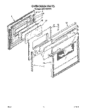 OVEN DOOR Diagram and Parts List for KEDC105WAL0  KitchenAid Range