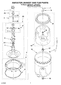 AGITATOR, BASKET AND TUB PARTS Diagram and Parts List for LSN2000LG1  Whirlpool Washer