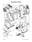 BULKHEAD PARTS Diagram and Parts List for 3LWED4800YQ0  Whirlpool Dryer