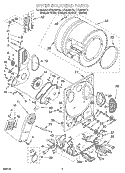 DRYER BULKHEAD Diagram and Parts List for LTE5243DQ2  Whirlpool Washer Dryer Combo