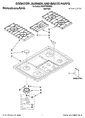 COOKTOP, BURNER AND GRATE PARTS Diagram and Parts List for KGCC766RSS03  KitchenAid Cooktop