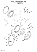 DOOR AND LATCH PARTS Diagram and Parts List for GHW9150PW4  Whirlpool Washer