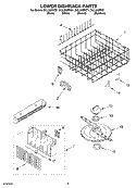 LOWER DISHRACK PARTS Diagram and Parts List for DUL200PKB1  Whirlpool Dishwasher