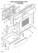 DOOR AND DRAWER PARTS Diagram and Parts List for YGY395LXGQ5  Whirlpool Range