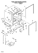 TUB AND FRAME PARTS Diagram and Parts List for KUDJ02CRBS0  KitchenAid Dishwasher