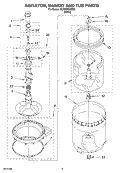 AGITATOR, BASKET AND TUB PARTS Diagram and Parts List for GCAM2792MQ0  Whirlpool Washer