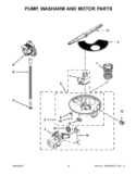 PUMP, WASHARM AND MOTOR PARTS Diagram and Parts List for ADB1400PYB2  Whirlpool Dishwasher