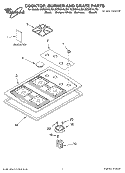 COOKTOP, BURNER AND GRATE PARTS Diagram and Parts List for SCS3014LB01  Whirlpool Cooktop