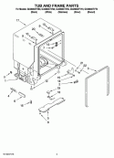 TUB AND FRAME PARTS Diagram and Parts List for GU2800XTVB0  Whirlpool Dishwasher