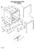 TUB AND FRAME PARTS Diagram and Parts List for KUDT03FTPA3  KitchenAid Dishwasher