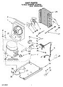 UNIT PARTS, OPTIONAL PARTS (NOT INCLUDED) Diagram and Parts List for GI15NFRTB1  Whirlpool Ice Maker