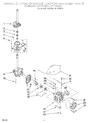 BRAKE, CLUTCH, GEARCASE, MOTOR & PUMP Diagram and Parts List for LLT7144AN0  Whirlpool Washer
