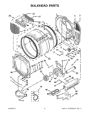 BULKHEAD PARTS Diagram and Parts List for CED8990XW1  Whirlpool Dryer