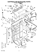 CONTROLS AND REAR PANEL PARTS Diagram and Parts List for 1DWTW5205SQ1  Whirlpool Washer