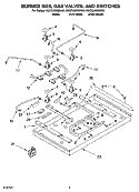BURNER BOX, GAS VALVES, AND SWITCHES, OPTIONAL PARTS Diagram and Parts List for KGCC566RWW00  KitchenAid Cooktop