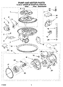 PUMP AND MOTOR PARTS Diagram and Parts List for GU2300XTLB3  Whirlpool Dishwasher