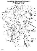 CONTROLS AND REAR PANEL PARTS Diagram and Parts List for 7MWT96500SQ0  Whirlpool Washer