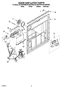 DOOR AND LATCH PARTS Diagram and Parts List for DU1050XTPT0  Whirlpool Dishwasher