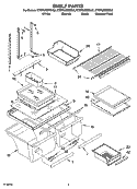 SHELF PARTS Diagram and Parts List for KTRP22EMWH02  KitchenAid Refrigerator