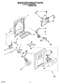 DISPENSER FRONT PARTS Diagram and Parts List for KSRD22FKST19  KitchenAid Refrigerator