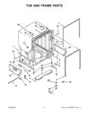 TUB AND FRAME PARTS Diagram and Parts List for KUDE70FXPA5  KitchenAid Dishwasher