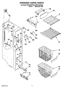 FREEZER LINER PARTS Diagram and Parts List for GD5YHAXTL00  Whirlpool Refrigerator