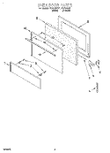 OVEN DOOR Diagram and Parts List for FEP210EN1  Roper Range