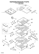 REFRIGERATOR SHELF PARTS Diagram and Parts List for KSSP36QKS02  KitchenAid Refrigerator