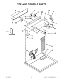 TOP AND CONSOLE PARTS Diagram and Parts List for WGD4800XQ4  Whirlpool Dryer