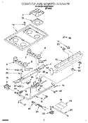 COOKTOP AND MANIFOLD, LITERATURE Diagram and Parts List for SF330PEWW7  Whirlpool Range