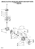 BRAKE, CLUTCH, GEARCASE, MOTOR AND PUMP PARTS Diagram and Parts List for 3XLBR8543JQ5  Whirlpool Washer